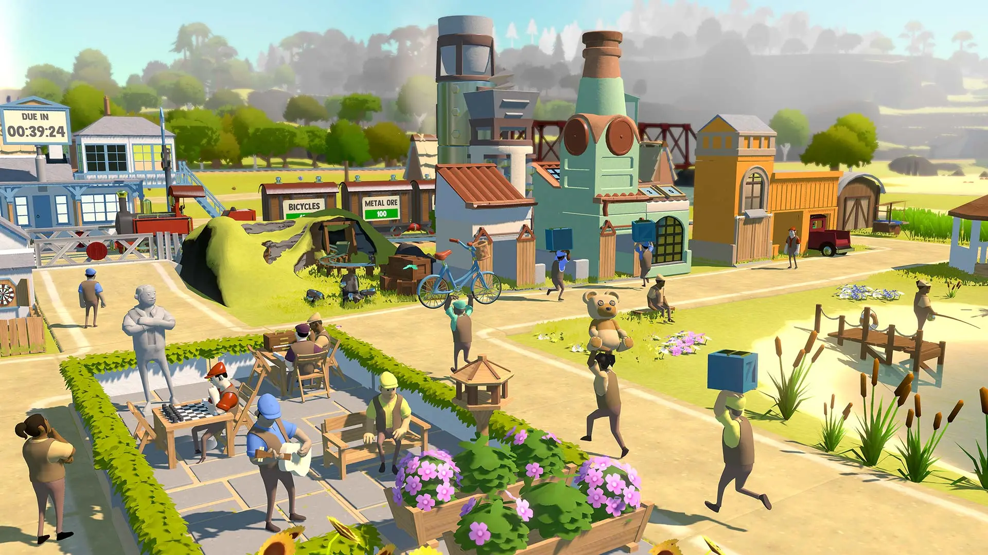 A view of a bustling town in the game Legacy.